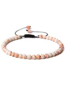 4mm Fine Bead Bracelet, Adjustable Natural Stone Semi-Precious Gemstone Yoga Beads Handmade Bracelet Jewelry - Bracelet - View 10