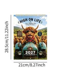 2027 Calendar Highland Cow Theme 12 Unique Exquisite Monthly Planner Schedule Display Board Home Indoor Decor Accessory Birthday Gift Christmas Gift New Year Gift - Multiple Styles - View 9