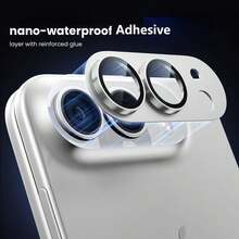 Yezodawee 1件 [2026新款] 9H鋼化玻璃相機鏡頭保護貼，相容 iPhone DUO 18 Pro Max/18 Pro，金屬邊框，超薄高清透明，防水防指紋防刮，全覆蓋，無氣泡易安裝，相容手機殼，科技愛好者高端手機配件 (銀色) - 銀色 - 查看 3