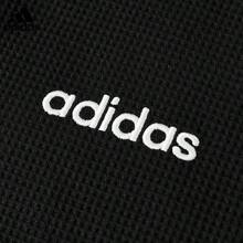 Adidas Men's Stand Collar Zip-Up Sports Jacket Waffle Knit Casual Colorblock Striped Loose Fit Jacket LF7327 - Black - View 5
