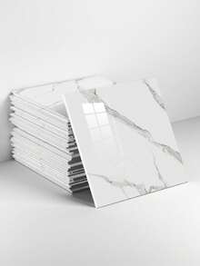 10PCS 30*30CM/11.8*11.8in 0.9㎡ 3D Marble Pattern Aluminum Plastic Board Self-Adhesive Wall Sticker, Faux Tile Wall Decor, Waterproof And Moisture-Proof Marble Sticker For Kitchen Stove Backsplash - Multicolor - View 14