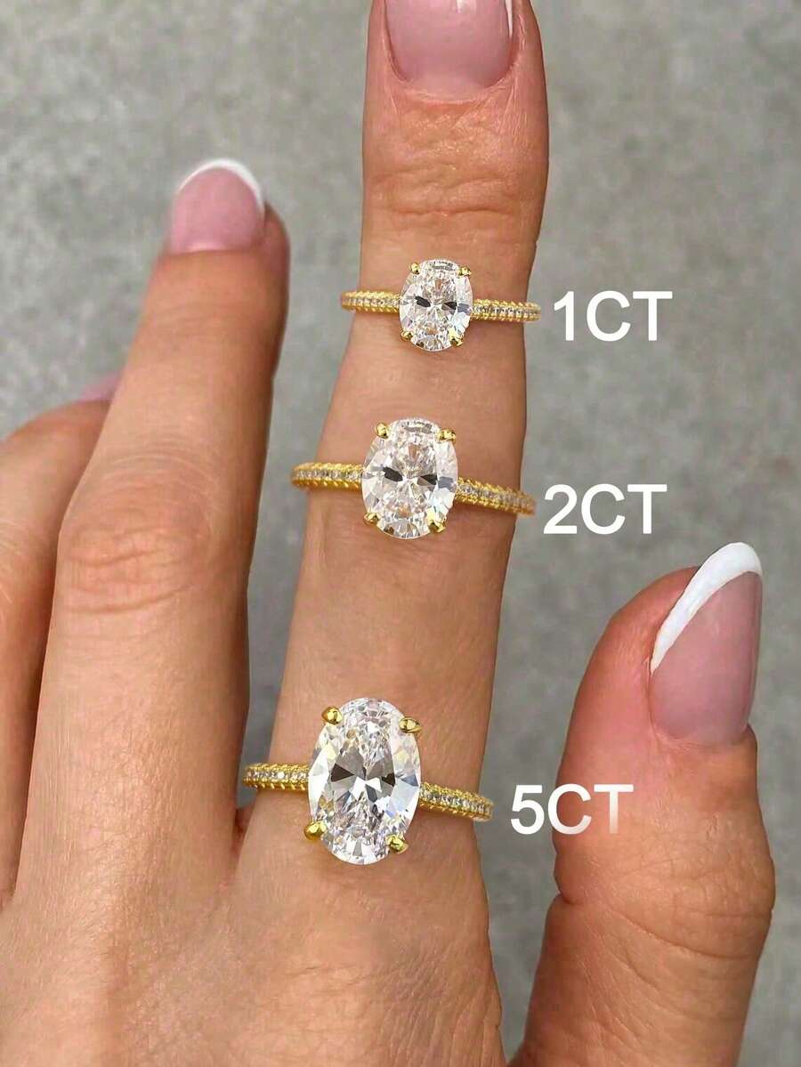 1pc Shiny Oval Engagement Ring/Wedding Ring, Women's Promise Ring/Eternity Ring, Exquisite Jewelry Gift