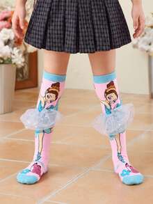 1 Pair Cute Ballet Girl Skirt Accessories, Suitable For Children's Knee-High Socks, Perfect For Summer Daily School Wear And Party Occasions - Pink - View 4