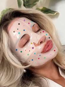 1 Sheet Long Rainbow Gradient Face Rhinestone Stickers, Vertical Multi-Color Self-Adhesive Round Gems For Festival Party Makeup - Multicolor - View 5