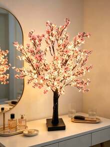 1pc 55CM 60 Lights Artificial Cherry Blossom Glowing Tree Lamp, USB & Battery Dual Use Warm White LED Tree Light, Ins Style Desktop Decor Lamp, Birthday Holiday Gift, B&B Bedroom Party Atmosphere Decoration Ornament - Yellow - View 14