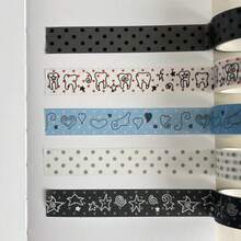 1pc Toothache Polka Dot & Star Washi Tape Basic Style Planner Decoration Material Tape - Multicolor - View 3