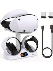 Dudukan Pengisian Daya Headset & Kontroler VR 2-in-1, Dock Pengisian Daya Magnetik Ganda dengan Indikator LED, Dudukan Layar Pengisian Cepat untuk Sistem VR Generasi Berikutnya, Didukung USB, Colokan Pengisi Daya Tidak Termasuk - View 5