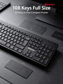 Newmine Keyboard Berkabel BK102, Putih/Hitam, Ukuran Penuh, Operasi Senyap, Tahan Tumpahan Cairan, Penggunaan Kantor, USB, Universal untuk Komputer Desktop dan Laptop - View 5