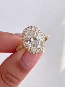 1 buah Cincin Pertunangan/Cincin Pernikahan Oval Mengkilap, Cincin Janji Wanita/Cincin Keabadian, Hadiah Perhiasan yang Istimewa - Emas - View 2