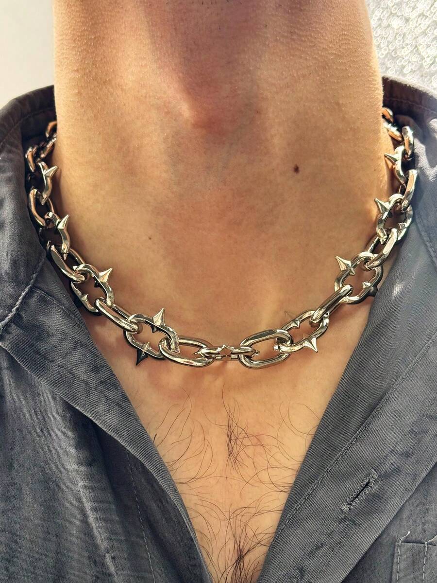 1件 Y2K 龐克嘻哈復古誇張尖刺吊墜項鍊 男士派對飾品 - 彩色 - 查看 1