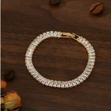 JOJELOO 1pc Women's Spring/Summer Minimalist Fashion Tennis Bracelet, Pull-Out Design, Sparkling Inlaid Cubic Zirconia, Elegant Jewelry Accessory, Suitable For Daily Wear, Valentine's Day, Wedding, Christmas, Perfect Gift For Women - Style 1 - View 5