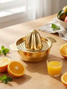 Stainless Steel Manual Juicer, Fruit Lemon Orange Presser, Hand-Pressed Small Portable Citrus Juicer, Easy Squeeze, With Bowl-Shaped Container, 2 Spouts, Bowl Design, Easy To Clean, Suitable For Outdoor Gatherings, Halloween, Christmas - Silver - View 8