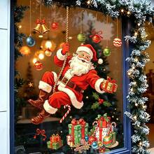 New Colorful Merry Christmas Static Window Stickers, Featuring Santa Claus, Christmas Tree, Snowman, Reindeer, Snowflake, Bell, Gift Box, Gingerbread House Electrostatic Stickers, Removable Glass Window Decor, Suitable For Holiday Parties And Shops, Cafes, Stores And Home Glass Windows - View 10