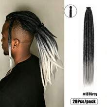20pcs 24 Inch Synthetic Fiber Hippie Style Single-End Gradient Black Dreadlocks Hair Extensions 0.6cm Wide Crochet Hair Pieces For Men - Multicolor - View 21