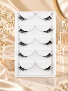 5 Pairs Half Lashes Natural And Slender, Transparent Stem, Soft And Burden Free, Portable For Daily Use, With Enlarged Eyelashes And Eyes That Can Be Used Multiple Times Without Abruptness, Suitable For Various Occasions - View 10