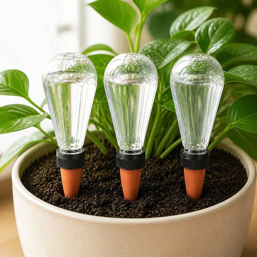 1/2pcs 16.91oz Large Capacity Transparent Diamond Automatic Watering Device, Clay Slow Release Anti-Clogging Seepage Watering Tool, Indoor Drip Irrigation Watering System, Potted Plants Watering Device - Multicolor - View 1