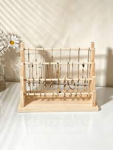 Solid Wood Multi-Layer Jewelry Display Stand, 4-6 Tier Detachable Earring & Bracelet Storage Rack, Multi-Functional Home Decor Display Shelf, INS Style Vanity Organizer Box, Suitable For Counter, Home And Store - Multicolor - View 6