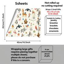 5/10 Lembar Kertas Pembungkus Kado Motif Sirkus Hewan, Pembungkus Kado untuk Anak Perempuan, Cocok untuk Ulang Tahun, Pernikahan, Acara Menyambut Bayi, Pertunangan, dan Kado Natal - MultiWarna - View 11