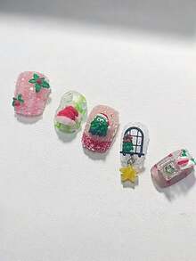 1pc Christmas Nail Art Mold, Christmas Tree, Apple, Gingerbread Man, Snowflake, Chain, Gift Box, Santa Claus 3D Decor DIY Silicone Nail Art Mold - Clear - View 8