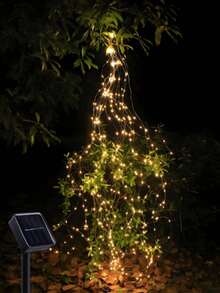1pc 400 LED 8 Functions 2.8m USB Ponytail Lights, Waterfall Fairy Copper Wire Lights, Indoor Outdoor Atmosphere Light For Garden, Holiday Gifts - Solar Ponytail Light - View 3