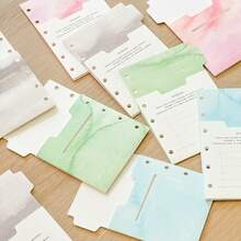 Watercolor Texture Index Dividers With Built-In Pockets, Loose-Leaf Binder Dividers For Journal Archiving And Receipt Organization Stationery Inserts - A - View 8
