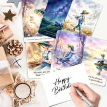 36Pcs Cozy Watercolor Kindness Cards, Gentle Boy & Kitten Illustration Quote Flashcards, Inspirational Art Cards For Journaling, Desk Decor & Gift - Multicolor - View 5