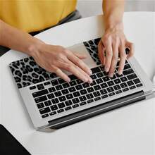 Grey Leopard Print Laptop Skin Sticker Set 3pcs Matte Texture Waterproof Scratch-Resistant Removable No Residue Laptop Decal - View 5