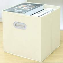 1pc Fabric Cube Storage Basket, Foldable Square Fabric Storage Organizer Box, Hollow Handle, Foldable Storage Box, Suitable For Wardrobe Shelves, Bedroom, Home Storage And Organization - View 2