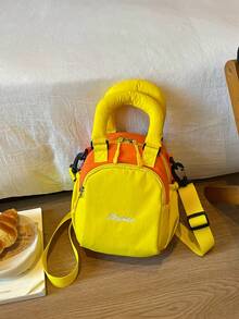 Crossbody Bag Color Block Embroidery Letter Handbag Multi Pockets Storage Bag For Daily Shopping Casual Street - Multicolor - View 3