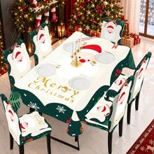 1/4/6/ Christmas Style Santa Claus Pattern Printed Chair Cover/Chair Slipcover Set, Suitable For Indoor Home, Restaurant, Hotel, Ideal Choice For Modern Daily Decoration, Elastic Chair Cover Is Washable. - Multicolor - View 13