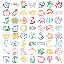 56pcs Colorful Outline Simple PET Stickers, Perfect For Scrapbooking, Journals, Laptops, Bumpers, Skateboards, Water Bottles, Computers, Phones And Other DIY Creative Graffiti Sticker Toys - Multicolor - View 10