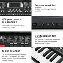 61 Teclado Piano Electrico Teclados Musicales Y Auriculares - Negro - Ver 4