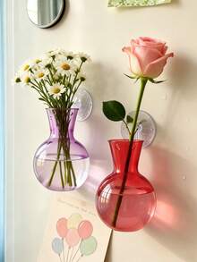 Wall-Mounted Transparent Hydroponic Vase, Suitable For Pothos Plants, Plastic Hanging Rack With Suction Cups, Spherical Vase, Suitable For Office And Home Decor, Home Gardening, Window Plant Propagation Station - Multicolor - View 2