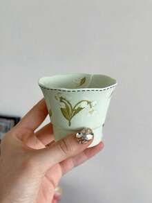 2pcs 130ml Vintage Lily Ceramic Tea Cups, Hand-Painted Grip Small Tea Cups, Saucer,Suitable For Afternoon Tea, Small Capacity Coffee Cups& Saucer, Home & Restaurant Use - Multicolor - View 12
