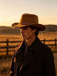1pc Western Cowboy Hat, Versatile Party Accessory For Christmas, Halloween, Valentine's Day, Carnival And More! Perfect For Couples Outings, Matching With Your Partner For Travel, Hiking, Horse Riding, Vacation, Creating A Romantic Couple Hat Look. The Hat Features Unique Woven Rope Craftsmanship, Excellent Texture, Classic Wide Brim Curved Design, Vintage And Personalized Style. - Multiple Styles - View 6