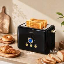 Aigostar 2 Slice Toaster With LED Digital Display & Extra Wide Slots, Black - UK Plug(220-240V) - View 7