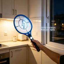 Rechargeable Electronic Mosquito Racket, Fly Killer, Electronic Mosquito Repellent For Home And Outdoor Use, Rechargeable Electric Mosquito Racket, 3500V High Voltage, Three-Layer Protective Net, Durable. Portable For Home Use, Ideal For Patio - Blue Light - View 7