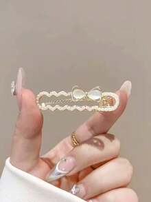 1/2PCS French Elegant Bow Alligator Hair Clip Minimalist Rhinestone Small Hair Clip Versatile Fashion Bangs Side Clip Women Hair Accessory - Multicolor - View 5