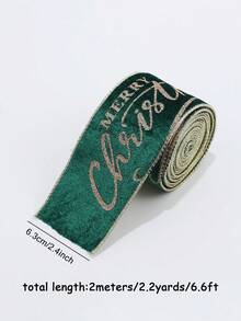 Velvet Christmas Ribbon, Elegant Metallic Ribbon With Gold Glitter, Merry Christmas Text, Metallic Edge, Double-Sided Ribbon, Suitable For Gift Wrapping, Gift Bows, Christmas Tree, Wreath, DIY Crafts, Holiday Party Decoration, Aesthetic Style - Multicolor - View 8