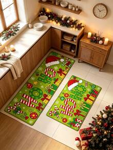 1pc Christmas Gift Candy Mat, Kitchen Rug, Kitchen Mat, Door Mat, Runner Rug, Area Rug, Personalized Carpet, Christmas Carpet - Multicolor - View 3