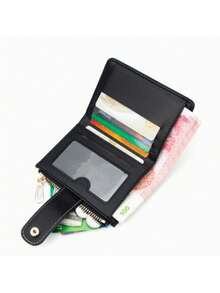 Short Wallet With Bow Pendant,Two Fold Buckle Wallet,Zippered Coin Purse,Perfect For Daily Storage And Can Also Be Given As A Gift To Friends - Multicolor - View 8