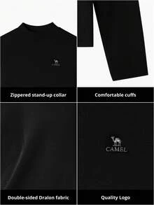 CAMEL CROWN Áo thun dài tay nữ, áo cổ lọ ấm áp cho mùa thu/đông, áo lót dài tay pha len. - Bóng đen ma quái - Xem 4