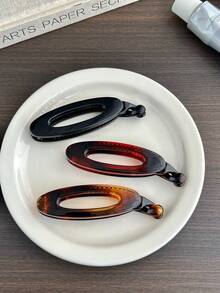 1Pc New Simple Oval Claw Clip For Women – Retro Wide-Edge Hair Clip For High Ponytail & Bun, Back Head Hair Accessory Hair Clips Hair Claws,Hair Slide - Multicolor - View 9