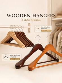 Wide Shoulder Wooden Hanger With 360° Rotating Metal Hook, Suitable For Organizing And Storing Suits, Shirts, Dresses, Coats, Creating A Comfortable, Tidy And Cozy Home Atmosphere, Ideal For Autumn/Winter Storage - Multicolor - View 2