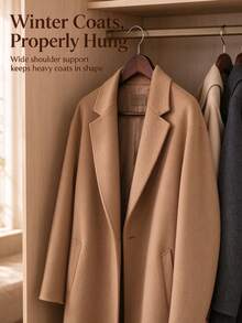 Wide Shoulder Wooden Hanger With 360° Rotating Metal Hook, Suitable For Organizing And Storing Suits, Shirts, Dresses, Coats, Creating A Comfortable, Tidy And Cozy Home Atmosphere, Ideal For Autumn/Winter Storage - Multicolor - View 5