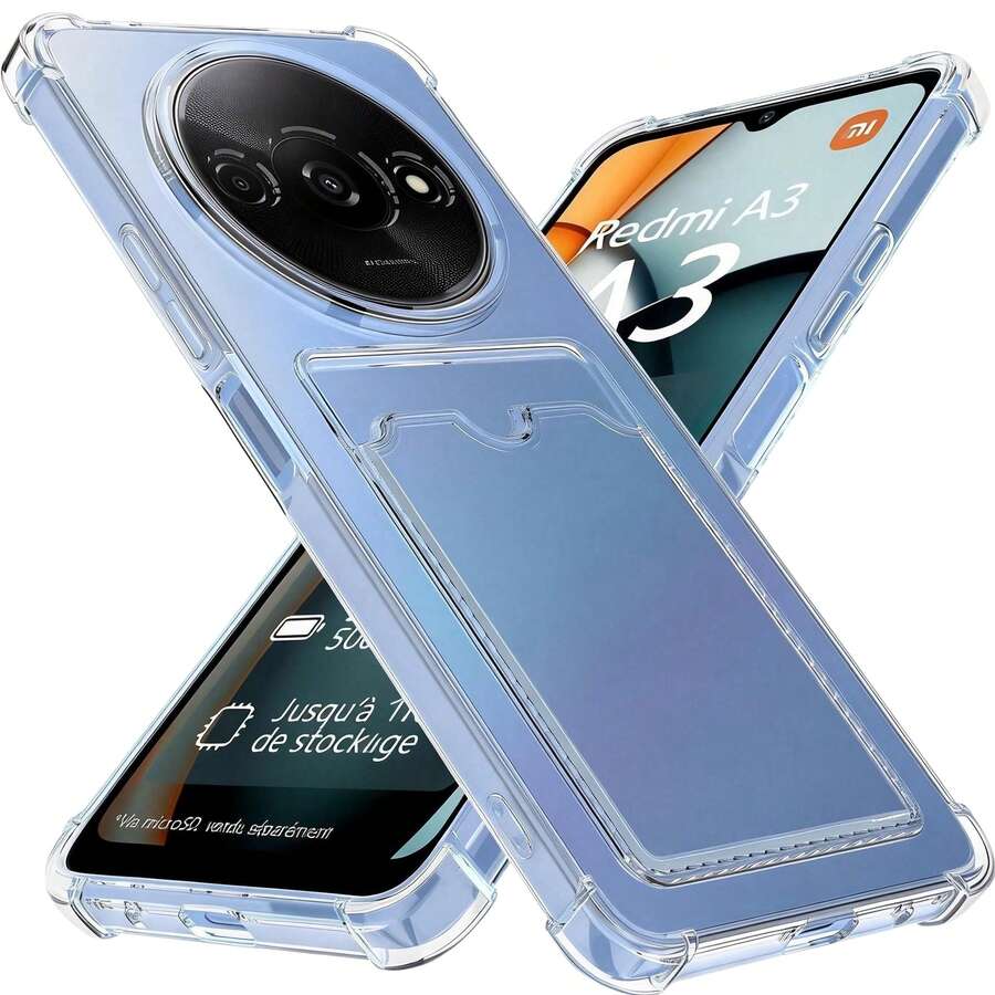 1pc Transparent Card Holder Phone Case, Compatible With Redmi Integrated Card Slot Protective Shell, High Definition Transparent Card Slot Phone Case, Rear Card Pocket Case, TPU Transparent Anti-Drop Card Holder Case, Transparent Wallet Phone Case, Soft TPU Frame, Shock Absorption And Cushioning, Reduces Corner Bumps And Damage, Easy To Install And Remove Without Damaging The Phone. Rear Card Pocket Case - Clear - View 1