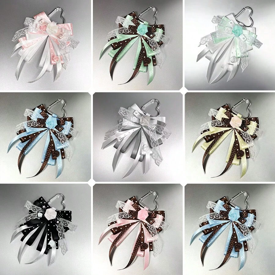 1pc Polka Dot Satin Ribbon Lace Rose Heart Multi-Layer Bow Bag Charm, Anime Cosplay Concert Fan Support Convention Lolita Ita Bag Accessory, Handmade Mass-Produced Jirai-Kei Angel Style Support Color Decoration Peripheral - A - View 1