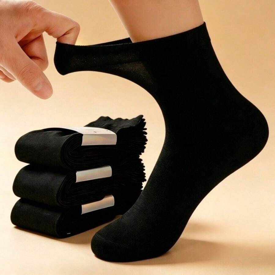 1/5/10/20 Pairs Loose Breathable Thin Elastic Socks - Comfortable And Unrestricted, Perfect For Leg Swelling And Elderly. Plus Size Mid-Calf Business Socks, Random Color, Unisex Versatile Style - Multicolor - View 1