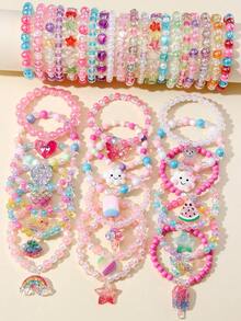 38pcs Girls Random Color Beaded Bracelet Gift Set, Children's Jewelry, Suitable For Daily Wear, Party And Birthday Gift - Multicolor - View 10