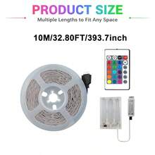 1 pieza Tira LED RGB autoadhesiva con control remoto de 24 teclas, luz ambiental cortable alimentada por batería para dormitorio, sala de juegos, boda, ventana & decoración DIY festiva (Baterías no incluidas) - Teclado de 24 teclas DCH - Ver 11
